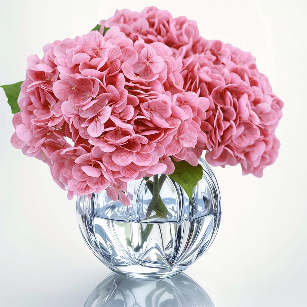 Artificial Flowers Hydrangea 3PCS 22” Everlasting Real Touch Faux Latex Flowers for Home Living Room Dining Table Decoration Wedding Centerpiece Bouquet, Easy-Maintanence and Washable (Dark Pink)