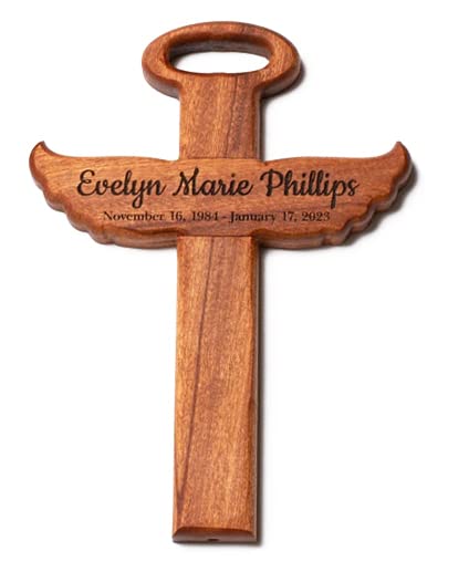 Angel Wing Memorial Cross - Garden or Roadside Marker - Handmade Wood Grave Marker