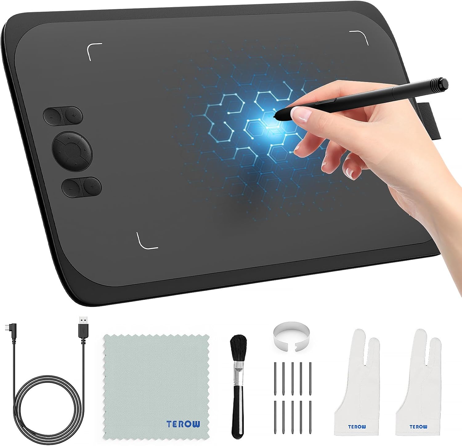 Graphics Drawing Tablet, UGEE M808 10x6 Inch Drawing Tablet, 8Shortcut Keys, Battery-Free Stylus Digital Drawing Tablet, 8192 Levels Art Tablet for Paint, Design, Work W/MAC,Android,Windows