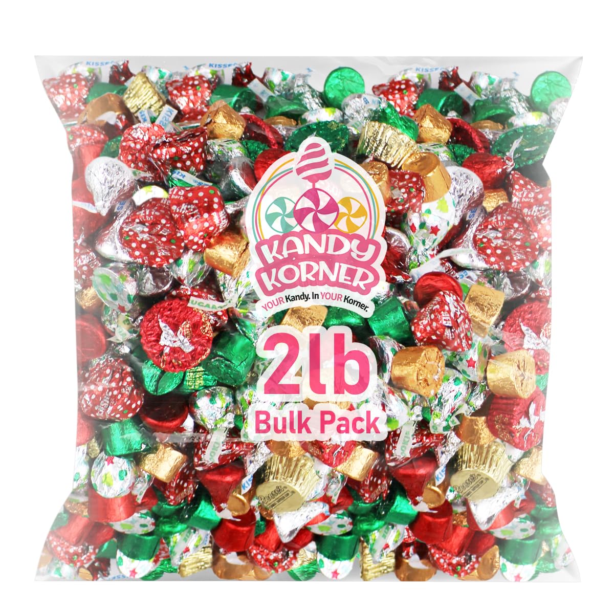 Kandy Korner Kisses Candy Assortment Chocolate Mix, Peanut Butter Cups, Peppermint & Sugar Cookies, Chocolate Mix Individually Wrapped Delights, Perfect for Creating Cherished Memories - 2lb Chocolate 2 Lb