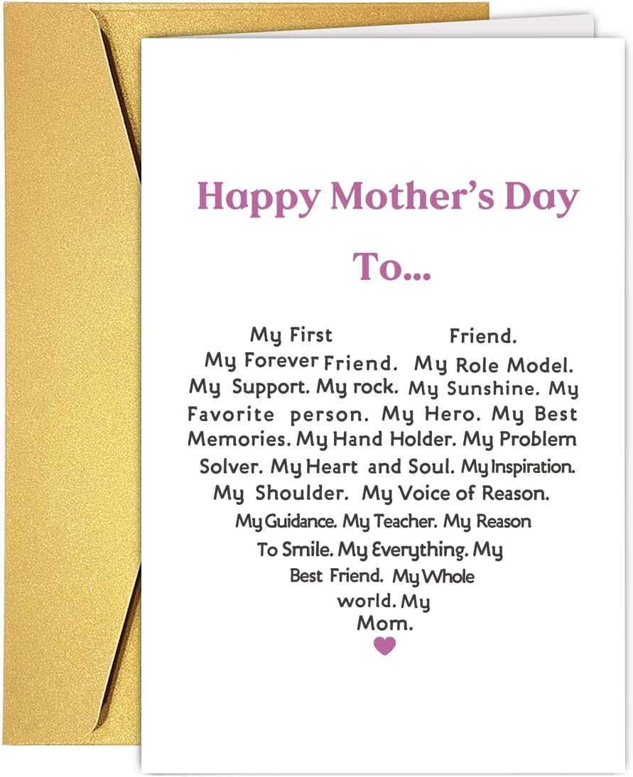 UUEFKTN Cute Mother's Day Card for Mom, Heartfelt Mothers Day Card from Child, Mothers Day Gift from Daughter Son, Poem Mother's day Card for Women, Keepsake Mother's Day Card Gift #11