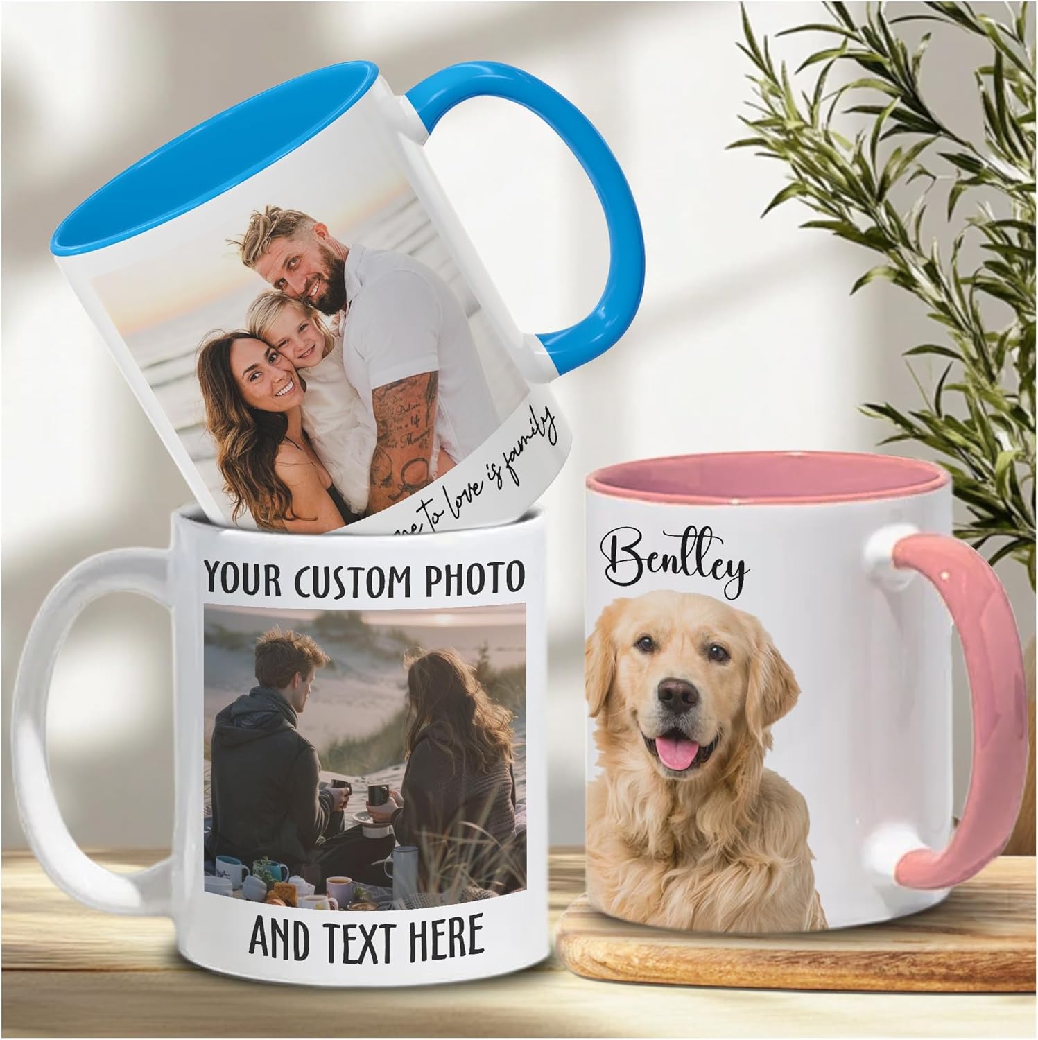 Custom Mugs with Pictures Text or Logo 11oz 15oz Mug Ceramic, Personalized Coffee Mugs with Photo Text, Custom Photo Mug Gift for Men Women, Custom Coffee Mug for Family Mom Dad Grandma Grandpa