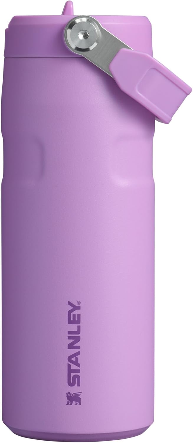 Stanley IceFlow Flip Straw 2.0 Water Bottle 16 oz | Built-In Straw with Larger Opening | Lightweight and Leak Resistant | Insulated Stainless Steel | BPA-Free | Lilac Lilac 16 Ounces