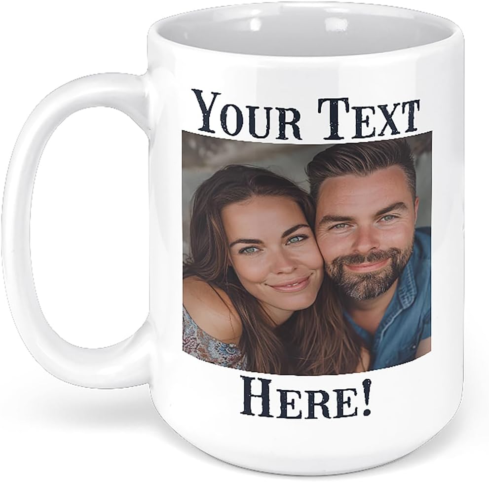 Personalized Mother's Day Coffee Mug, Custom Mum Photo Text 15 Oz Ceramic Mug, Customized Mom Gift Idea Picture Name Cup, Taza Cafe Personalizadas Fotos, Cute Gifts Mom Women Dad Men, White White 15oz