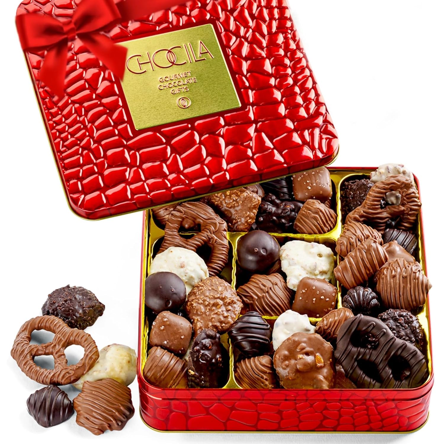 Mothers Day Chocolate Gift Basket, Gourmet Chocolates Variety Snack Box, Assorted Food Arrangement Platter, Birthday Present, Holiday, Corporate Parties, Sympathy, Candy Gifting Idea, Him, Her, Men, Women, Family (Ruby Red)