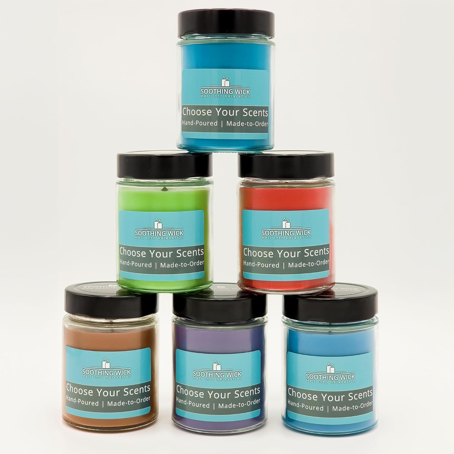 Luxury Scented Candle Gift Set – 6 Hand-Poured 9oz Soy Blend Candles | Made-to-Order with Custom Scents | Long-Lasting Aromatherapy for Home | Elegant Gift for Women, Birthday, Housewarming, Self-Care