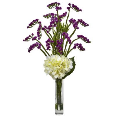 Nearly Natural Hydrangea and Statice Bud Arrangement "