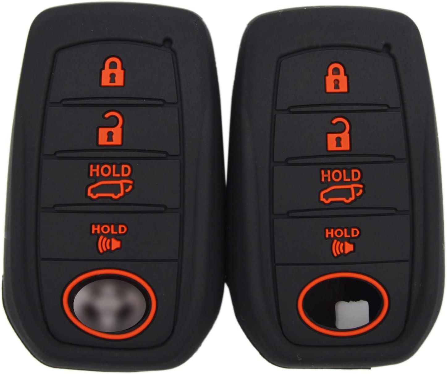 Silicone 4 Buttons Remote Key Fob Cover for Toyota 2019+ Land Cruiser 2021+ Venza RAV4 4Runner Corolla Se Grand Highlander Tundra Crown 2022+ Tacoma Trailhunter TRD SR5 Corolla Camry XSE SE Black(all red buttons) x 2 4 buttons