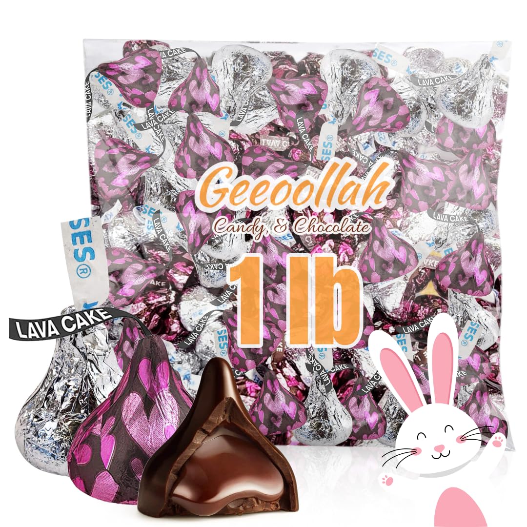 Premium Dark Chocolate Lava Cake and Silver Kisses - Gourmet Gift – Individually Wrapped 1lb Bulk Pack for Gifting, Candy Bowls, and Baking