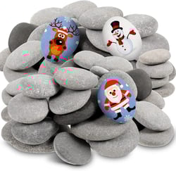 Nuanchu 48 Pcs River Rocks for Painting 1.2-3.15 Inch Smooth Painting Rocks Natural Flat Rocks Assorted Size for Painting and Crafting, Family Time, Kid Party and Outdoor Rock Art Garden Decor