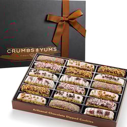 Mothers Day Cookies Gift Basket - 18 Gourmet Chocolate Covered Biscotti with Assorted Toppings - Assorted Food Gift Box for Fathers Day, Mothers Day, Family, Sympathy, Men & Women.