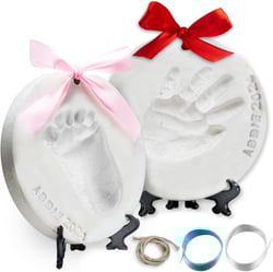 Little Hippo Baby Ornament Keepsake Kit 2 EASELS! Baby Shower Gifts, Baby Footprint Kit and Handprint Kit, Handprint Mothers Day Gift from Toddler, Personalized Baby Gifts, Mother's Day Craft Kits