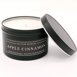 River Birch Candles Apple Cinnamon Scented Candle | Premium, All-Natural, Non-Toxic, Soy Candles | 8 oz. Matte Black Tin Travel Candle Apple Cinnamon 8 Ounce
