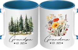Customized Promoted To Grandparents 2025 Mug Set, Personalized Baby Announcement Gifts For Grandparents, Custom Grandma And Grandpa Pregnancy Announcement Gift, 1st Time Grandma Grandpa Gifts Custom Grandparent