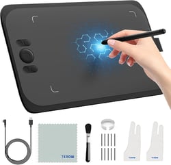 Graphics Drawing Tablet, UGEE M808 10x6 Inch Drawing Tablet, 8Shortcut Keys, Battery-Free Stylus Digital Drawing Tablet, 8192 Levels Art Tablet for Paint, Design, Work W/MAC,Android,Windows