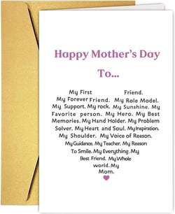 UUEFKTN Cute Mother's Day Card for Mom, Heartfelt Mothers Day Card from Child, Mothers Day Gift from Daughter Son, Poem Mother's day Card for Women, Keepsake Mother's Day Card Gift #11
