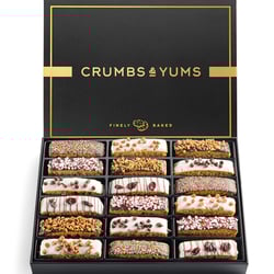 Cookies Gift Basket - 18 Gourmet Chocolate Covered Biscotti with Assorted Toppings - Assorted Food Gift Box for Christmas, Thanksgiving, Fathers Day, Mothers Day, Family, Sympathy, Men & Women.