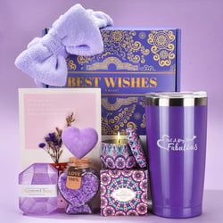 XMOSNZ Gifts for Women Unique Spa Gift Basket Set for Birthday Gifts Gifts for Mom Personalized Gifts with Gift Cards Best Friend Gifts for Women Gifts for Her Valentines Day Gifts, Normal, Purple