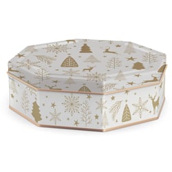 DUX Christmas Cookies Octagonal Tin 9.17 Oz, Assorted Variety Pack of Cookies In A Decorative Tin For Gift Giving Or Display, Chocolate And Vanilla Flavors