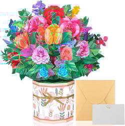 Get Well Soon Card for Friends, Popup Greeting Cards Thinking of you Gift Care Gift Card for Women Thanksgiving, Thank You, Bday Gift, All Occasions Card 8.5" x 8" Carnation with Rose