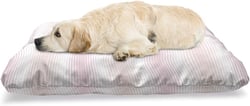Lunarable Blush Pink Pet Bed, Continuous Gradient Pastel Tone Thin Thick Lines on Plain Backdrop, Chew Resistant Pad for Dogs and Cats Cushion with Removable Cover, 24" x 39", White Pale Eggshell Rose