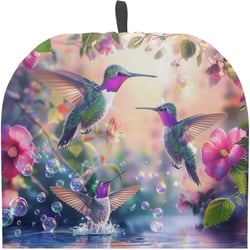Hummingbird Polyester Cavcas Teapot Cover Pink Flower Print Tea Pot Cover Home Decoration Teapot Dust Protector for Women Gifts Kettle Kitchen Dust Cover Hummingbird-1 1 Set