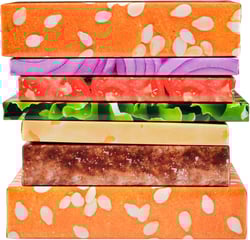 Sikiweiter Hamburger Wrapping Paper - Burger Wrapping Paper Set for Gifts, 12 Sheets Cheese Tomato Onion Lettuce Wrapping Paper for Birthday Christmas Holiday, 19.7 x 27.6 Inches Per Sheet