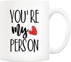 5Aup You're My Person Coffee Mug, Best Cup for Boyfriend, Girlfriend, Her, Him - 11 Oz Funny Inspirational Red Heart Gift for Wife Husband Women Men