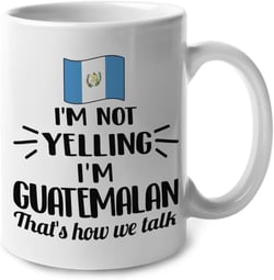 Lotacy I'M Not Yelling I Am Guatemalan Guatemala Ceramic Coffee Tea Mug Cup, Guatemalan Souvenir and Gifts 11oz Guatemala