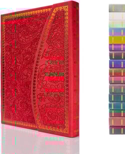 VICTORIA'S JOURNALS Magnet Journal, Carving Vintage Notebook Faux Leather Hard Cover Personal Diary Lined Pages Ribbon Bookmark, 8'' x 5.7'' Matte Red