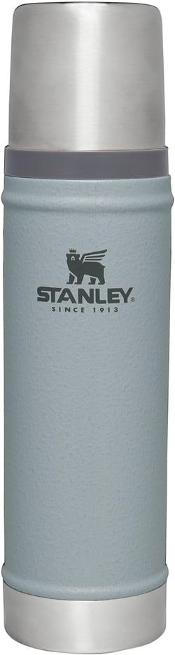 Stanley Classic Legendary Vacuum Bottle 20 oz | Wide Mouth with Leakproof Cup Lid | Keep Drinks Hot or Cold | Packable for Travel | Insulated Stainless Steel Thermos | BPA-Free | Hammertone Silver 20 Oz (New) Hammertone Silver