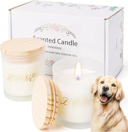 Scented Candles, Dog Mom Gifts for Women, Personalized Dog Birthday Gifts, Long Lasting Candle Set for Home, Gifts for Women, Mom, Men, Mother's Day, Thanksgiving - Thanks Candle （2-Pack）