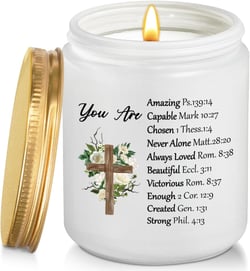 Christian Gifts for Women Men, Baptism First Communion Gifts for Teen Girl Confirmation Gift for Girl Boy, Spiritual Candle Lavender Scented, Christian Baptism Candle You're amazing capable chosen... bible verse