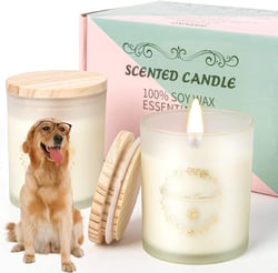 2 Pack Scented Candles for Dog Lovers, Dog Themed Gifts, Long Lasting Candle, Body Relax & Stress Relief Candles, Personalized Dog Owner Birthday Gift Idea for Her, Women, Men