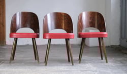 Vintage chair by Oswald Haerdtl with dark red imitation leather One of 3
