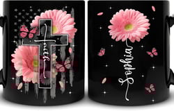 Hyturtle Personalized Breast Cancer Awareness Mug - Breast Cancer Survivor Gifts For Women - Gifts For Cancer Patients Female - Encouragement Gift - Custom Name Coffee Cup Ceramic Mug 11oz - 15oz Breast Cancer 9