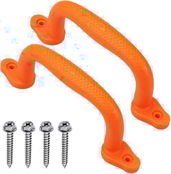 SELEWARE Orange Playground Safety Handles, Non-Slip Plastic Kids Playground Grab Handles, Durable Indoor Outdoor Playset Handles for Playhouse, Treehouse, Climbing Frame, Jungle Gym, Swing Set, 2 Pack Oranger Red (2 Pack)