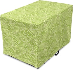 Lunarable Green Dog Crate Cover, Swirls Illustration Bicolor Geometric Arrangement Retro Pattern, Easy to Use Pet Kennel Cover for Medium Large Dogs, 48 Inch, Apple Green and Cream