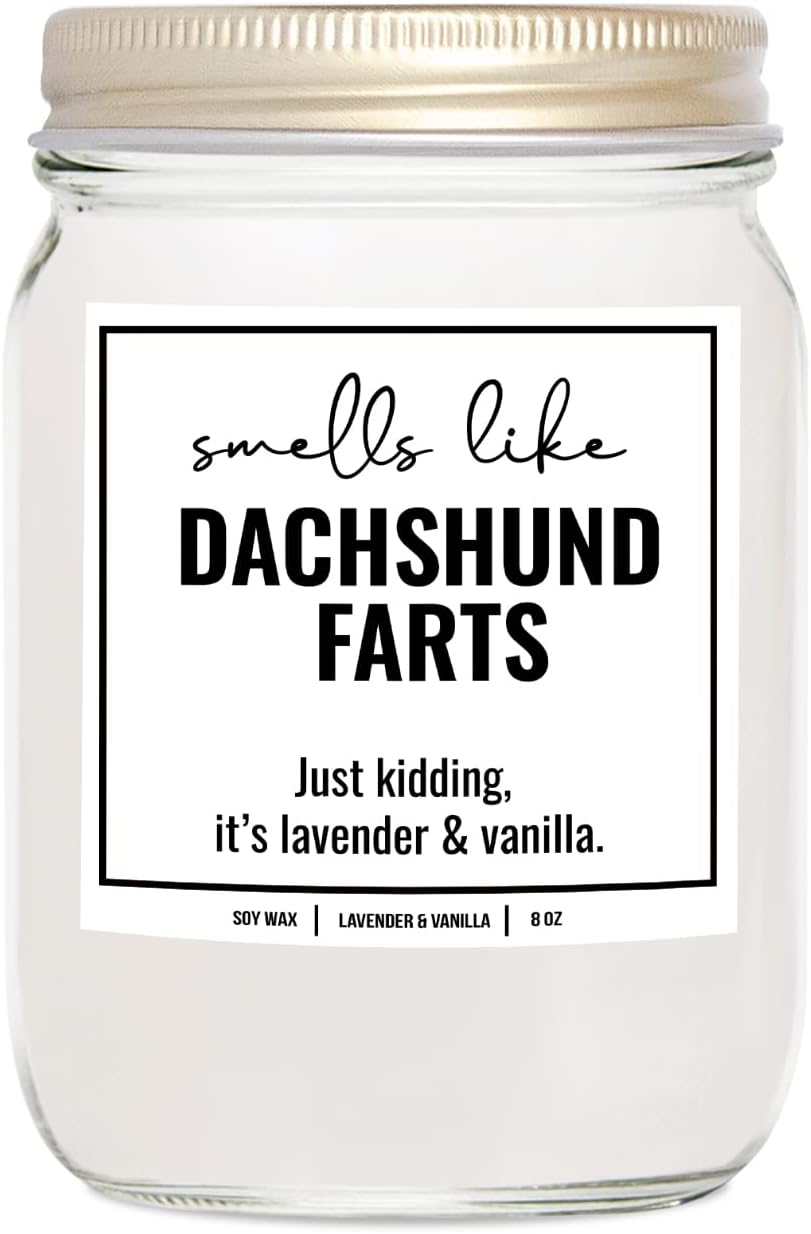 You Nique Designs, Dachshund Candle, 8 Oz, Dachshund Gifts for Women, Weiner Dog Gifts, Daschund, Wiener Dog, Daushaund, Dashound, All Natural Soy Vegan Aromatherapy Candles (Lavender & Vanilla)